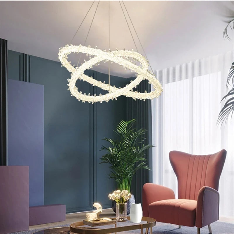 Afralia™ Nordic K9 Crystal Round LED Chandelier for Home, Hotel, & Office