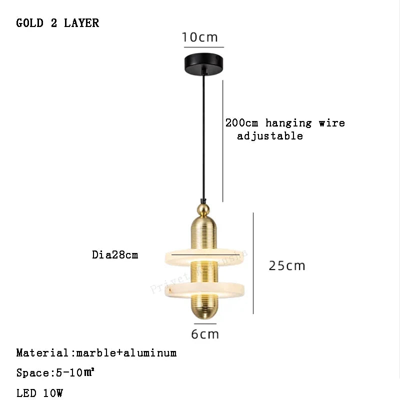 Alabaster Marble LED Pendant by Afralia™ - Modern Dining Room Kitchen Fixture