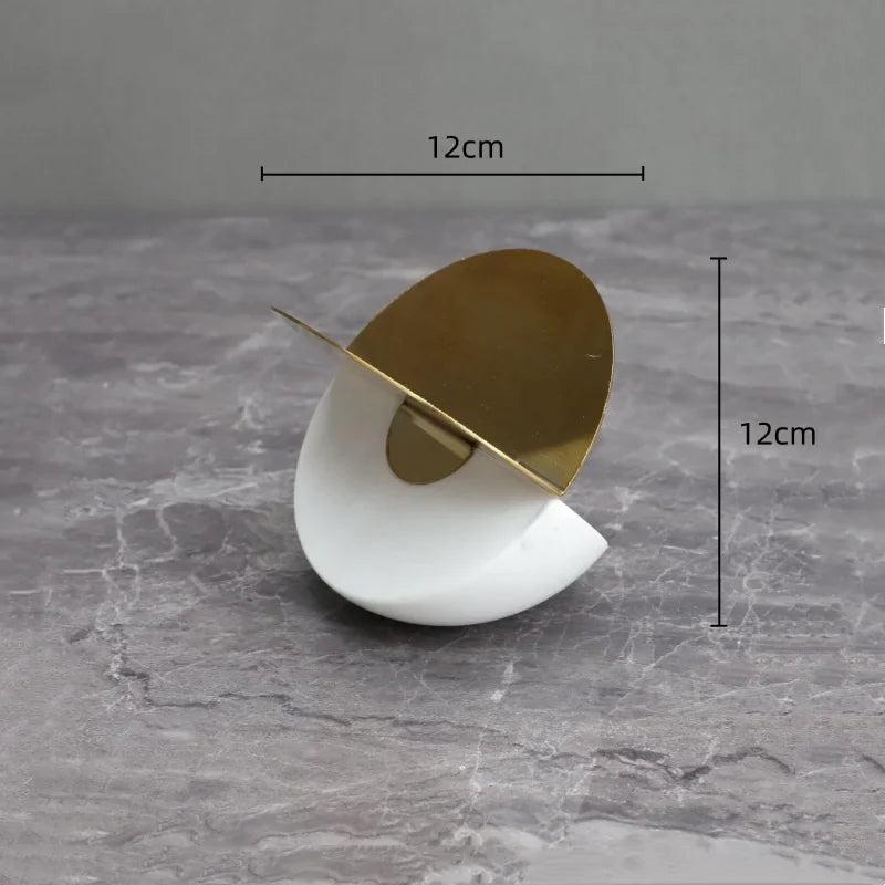 Afralia™ Geometric Marble Metal Hemicycle Decor Figurine Accessory