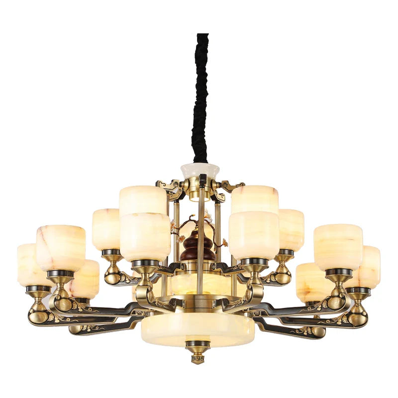 Afralia™ Luxe  Multi-storey Jade Chandelier for Elegant Chinese Villa Duplex Living Rooms