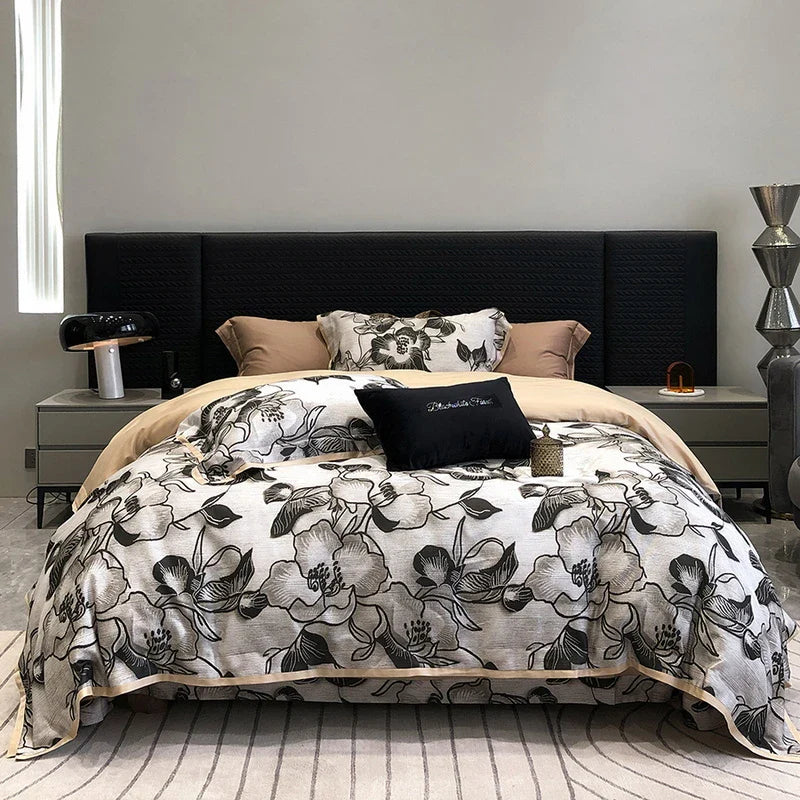 Afralia™ Vintage Rose Print Bedding Set: Duvet, Bed Sheet, Pillowcases