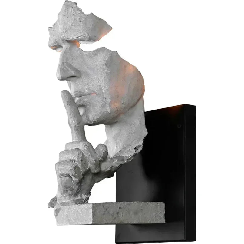 Afralia™ Retro Silence Is Gold Resin Wall Lamp for Home Entrance and Study Room Decor