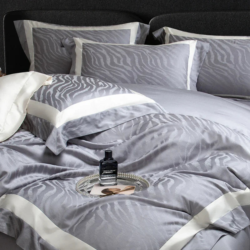 Afralia™ Soft Silky Jacquard Bedding Set - Duvet, Sheet, Pillowcase