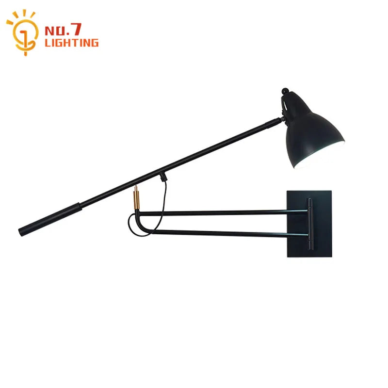 Afralia™ Medieval Industrial Swing Arm LED Wall Lamp for Bedroom Living Room Study