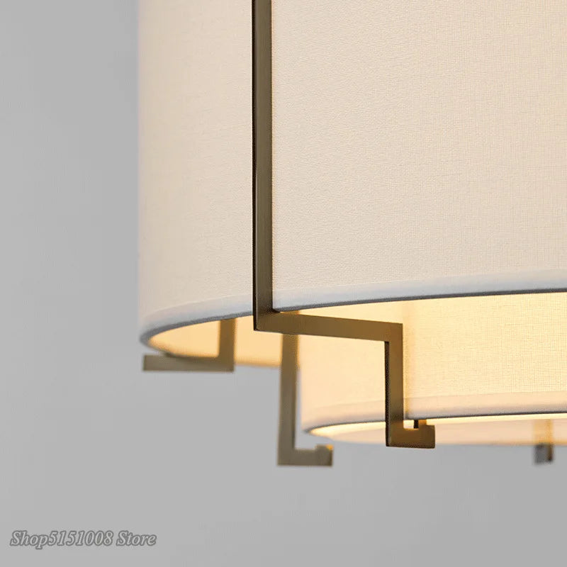 Afralia™ Chinese Cloth Art Pendant Lamp Modern Minimalist Living Room ceiling lamp.
