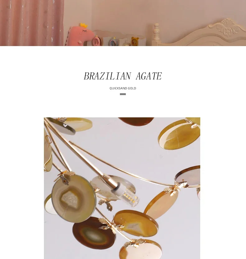 Nordic Jade Agate Leaf Ceiling Lamp for Modern Living Room Decor by Afralia™