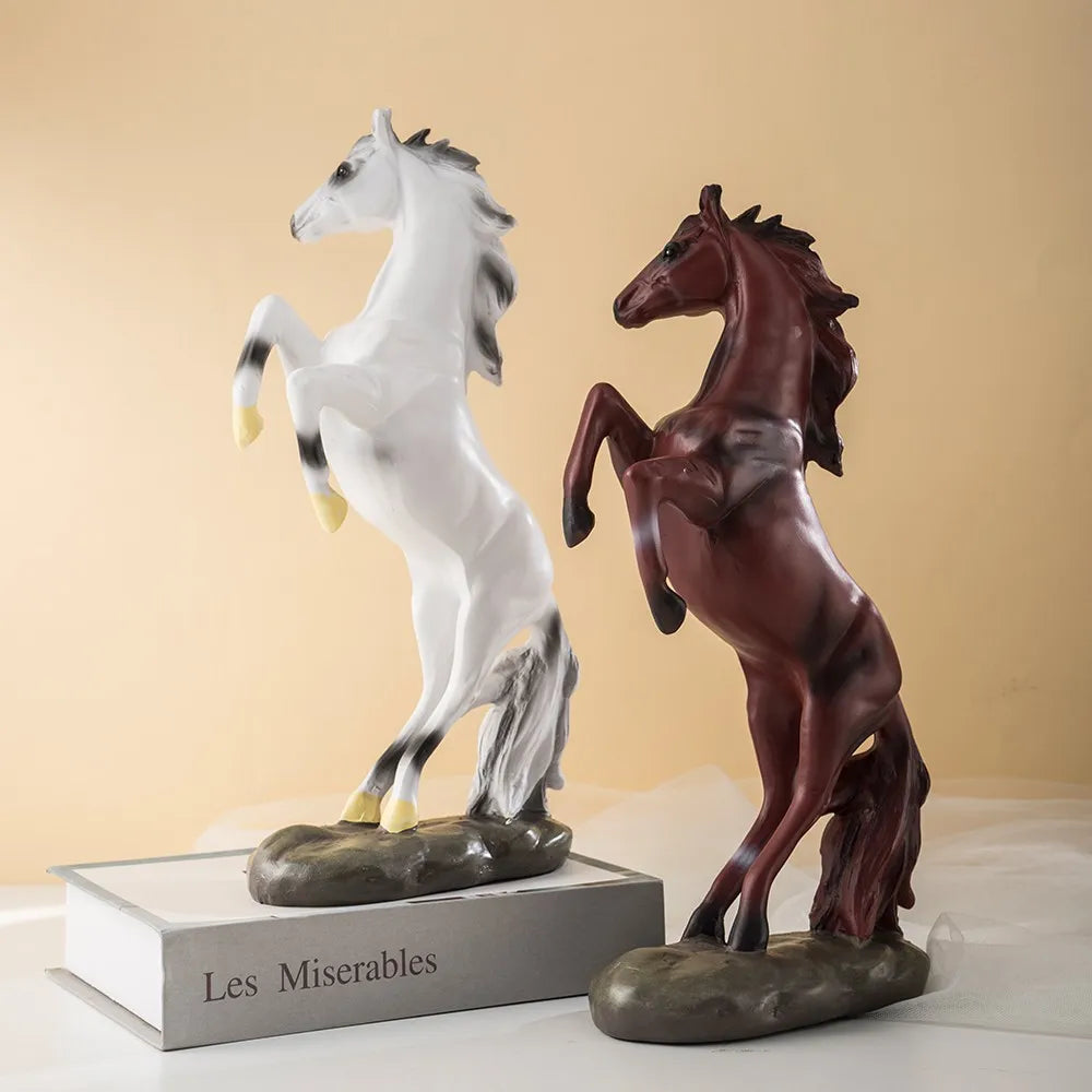 Afralia™ Horse Statue: Morden Art Resin Figurine for Home/Office Decor, 36cm Sculpture Shelf Ornament
