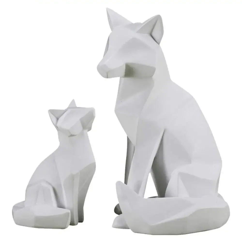 Afralia™ Geometric Fox Sculpture Modern Home Decor Abstract Ornaments Statues