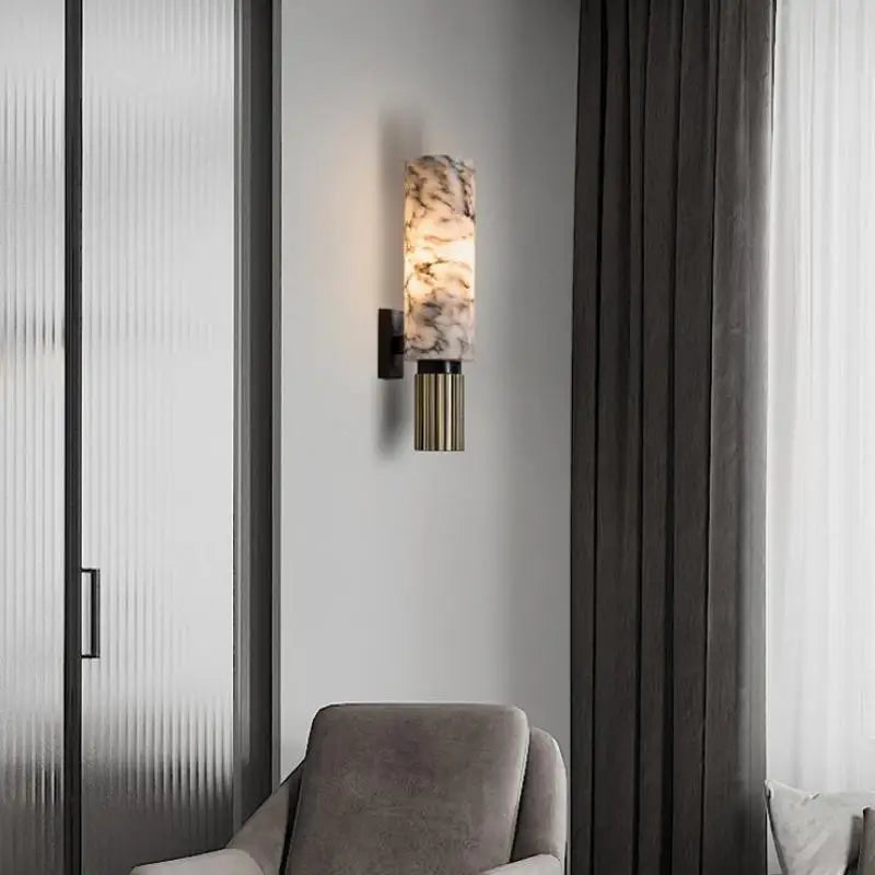 Afralia™ Marble Wall Lamp Copper Light Luxury Natural Marble Wall Lamp