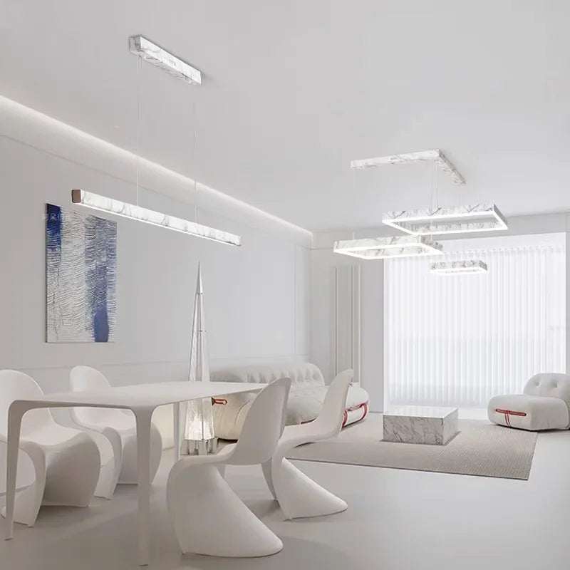 Afralia™ Square Marble Chandelier: Nordic Modern Living Room Pendant Light & Dining Lamp