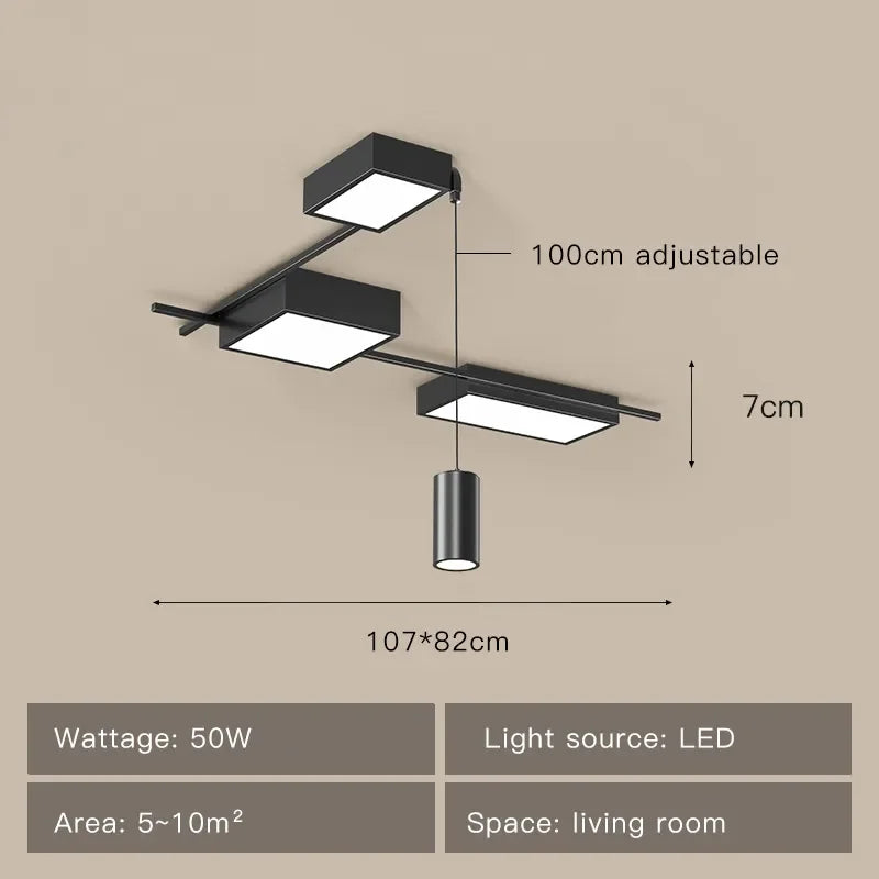 Afralia™ Modern Black LED Ceiling Chandelier for Living Room Bedroom Hallway