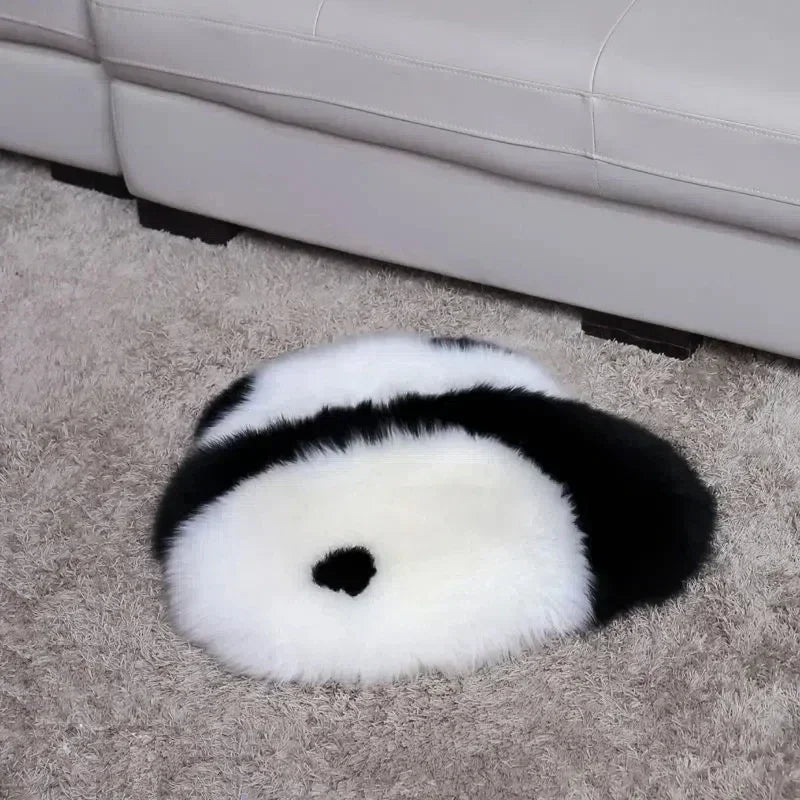 Afralia™ Super Cute Angry Panda Wool Back Throw Pillow for Bed, Sofa, Floor - Cozy Cushion