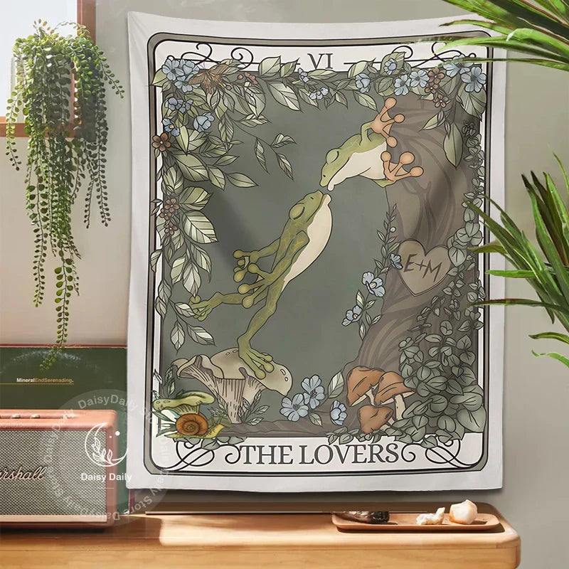 Afralia™ Frog Lover Tarot Tapestry: Cute Boho Room Decor & Bedroom Wall Hanging