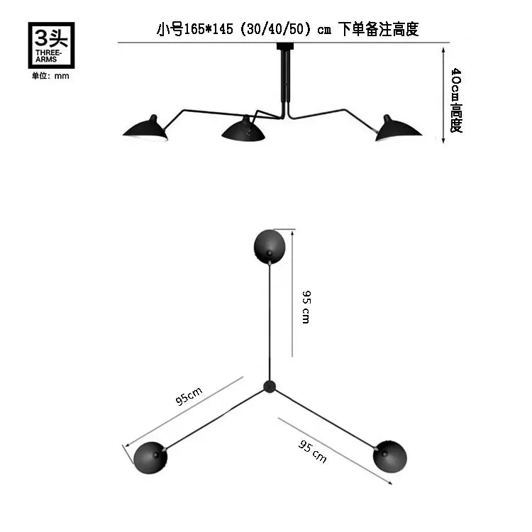 Afralia™ Industrial Spider Serge Mouille Ceiling Lamp Black LED E27 Lighting