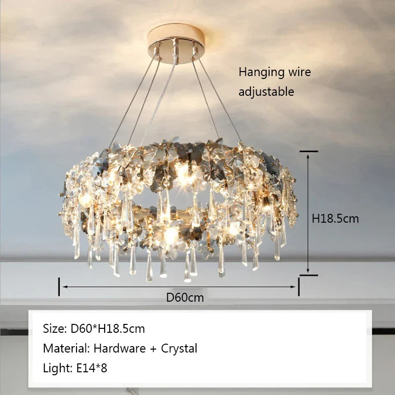 Afralia™ Butterfly Crystal LED Pendant Light for Bedroom Living Room Decor