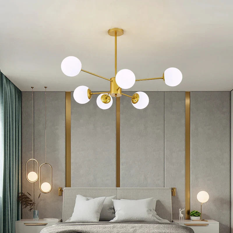 Afralia™ Glass Ball Chandelier: Modern Lustre Lighting for Living Room, Bedroom, Dining Room