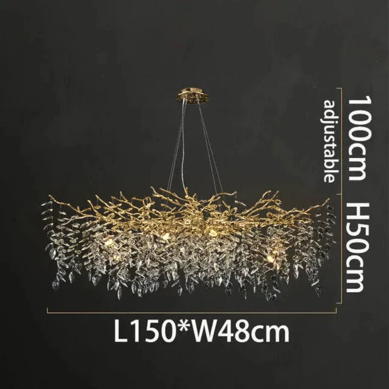 Afralia™ Luxury Crystal Chrome Chandelier Silver Gold LED Tree Branch Chandelier for Living Dining Room