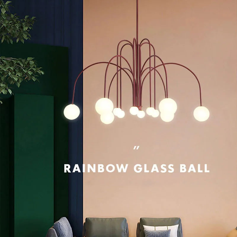 Afralia™ Glass Ball Chandelier: Modern Living Room Dining Kitchen Light Fixtures