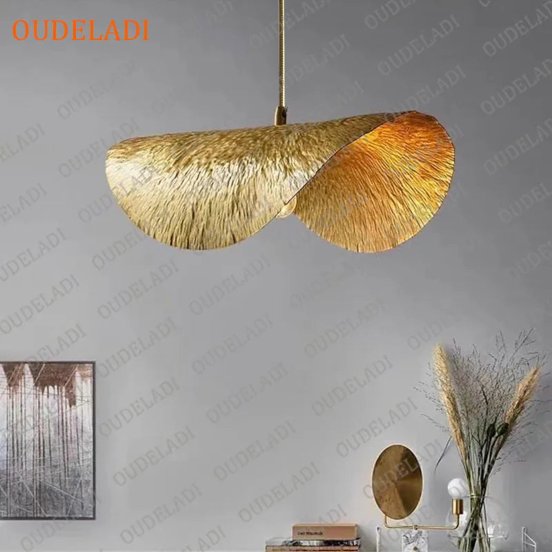 Afralia™ Lotus Leaf Copper Chandelier: Vintage Pendant Light for Home Kitchen Island Decor