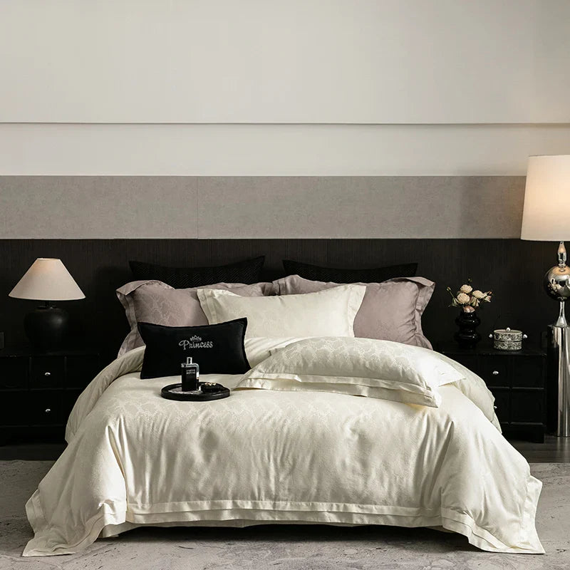 Afralia™ Luxury 1000TC Egyptian Cotton Jacquard Bedding Set in Dark Gray
