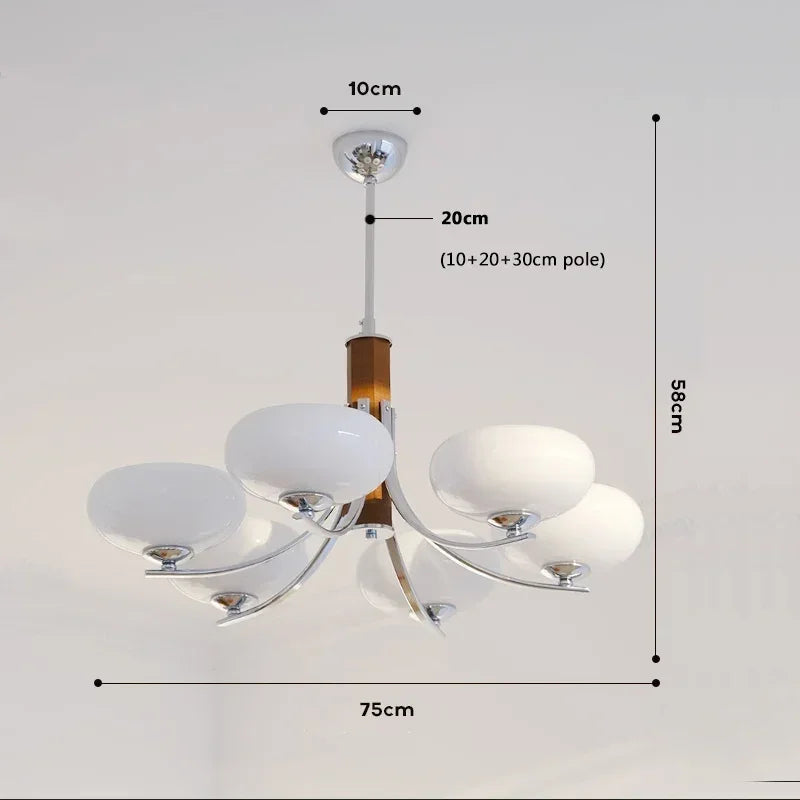 Afralia™ Milk White Glass Pendant Chandelier: Retro Bauhaus Style for Bedroom, Living Room, Restaurant