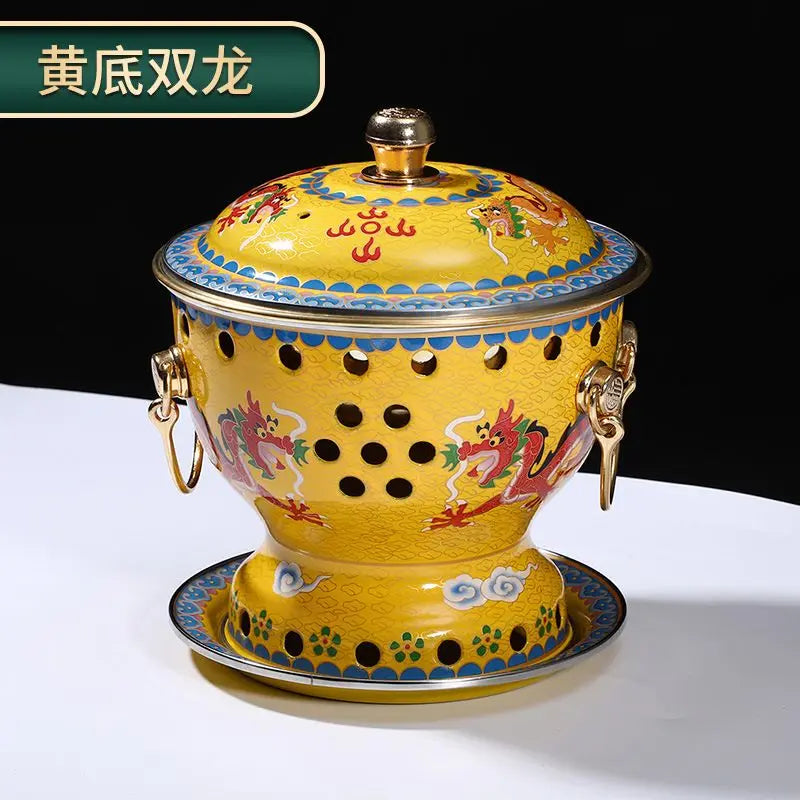 Afralia™ Single Person Enamel Hotpot & Alcohol Pot Set in Pure Copper