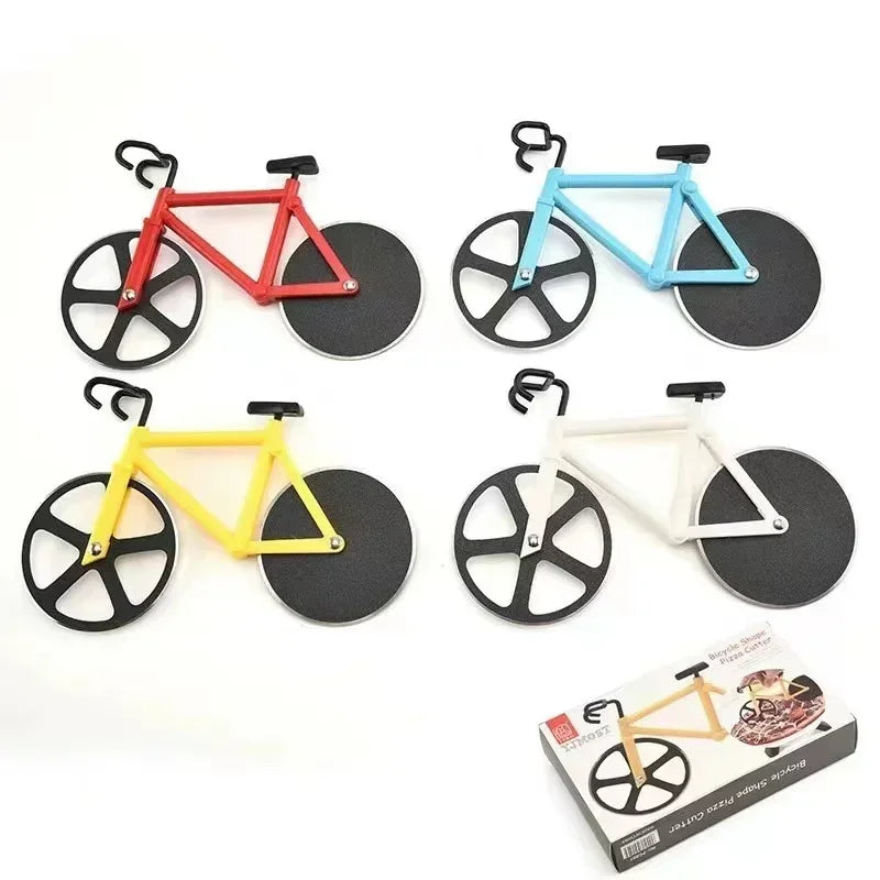 Afralia™ Bike Wheel Pizza Cutter Stainless Steel Slicer Chopper Kitchen Tool