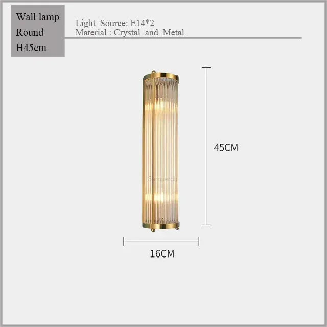 Afralia™ Golden Brass Crystal Chandelier - Modern Luxury Round Linear Hanging Light