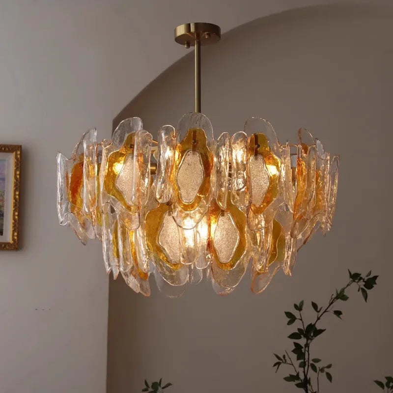 Afralia™ French Amber Glass Chandelier for American Living Spaces