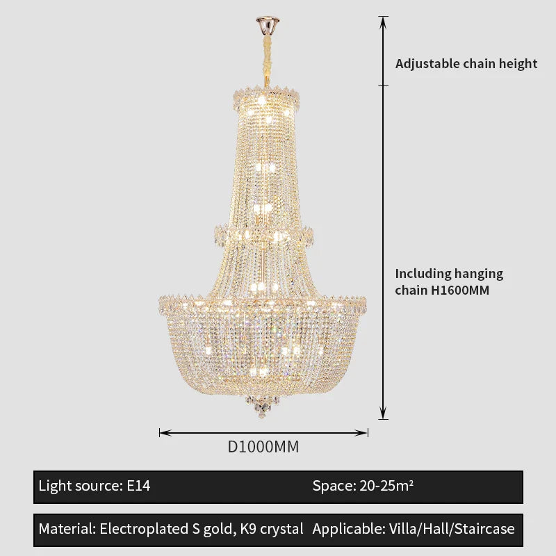Afralia™ Crystal Luxe Chandelier for Villa Hotel Living Room - European Modern Style