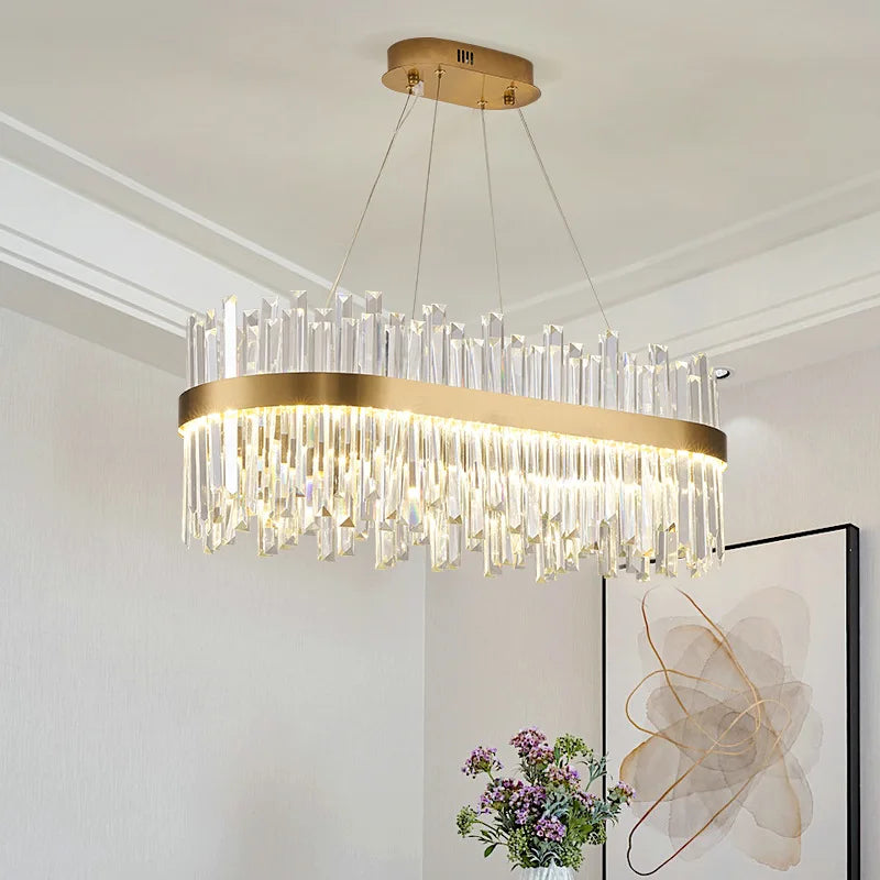 Afralia™ Gold Crystal Ceiling Chandelier | Luxury Indoor Lighting for Living & Dining Room