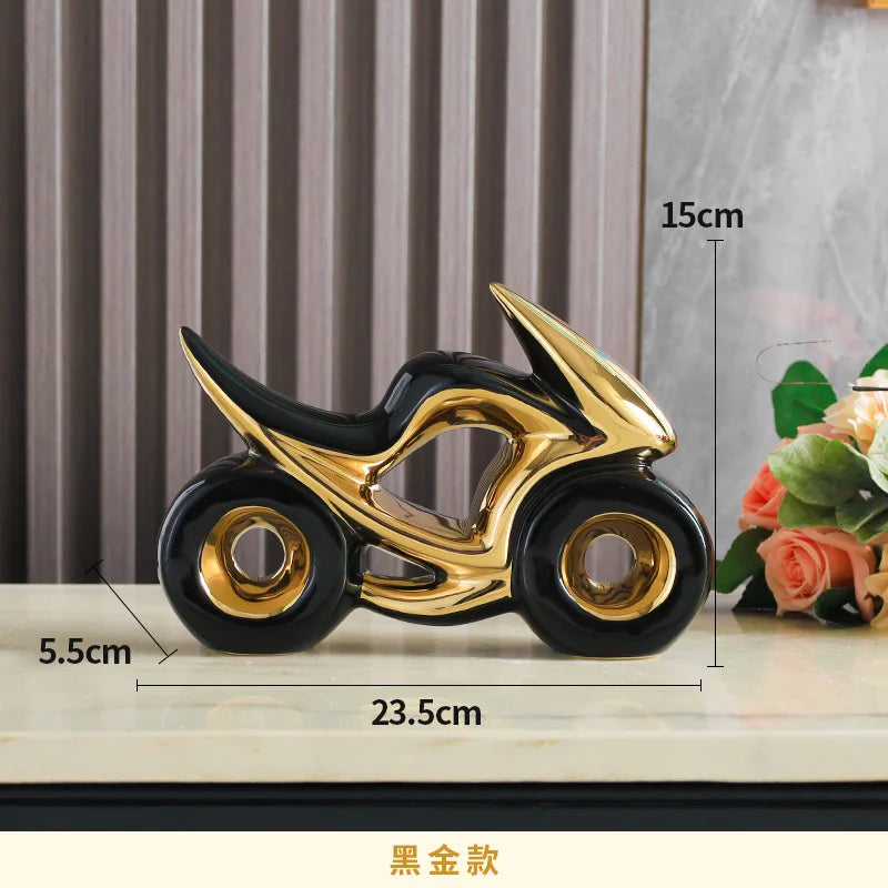 Afralia™ Ceramic Motorcycle Light Decoration for Living Room, Porch, Dining Side