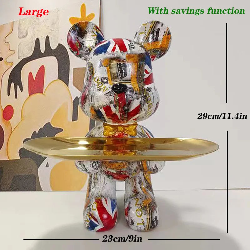 Afralia™ Graffiti Bear Figurine: Modern Table Decor & Key Storage Sculpture