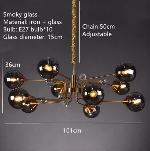 Afralia™ Glass Bubble Chandelier: Vintage Industry Lighting for Living Bedroom Kitchen