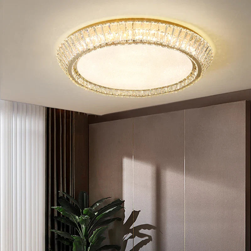 Afralia™ Gold Crystal Ceiling Light: Nordic Modern Round Lighting Fixture for Bedroom and Restaurant