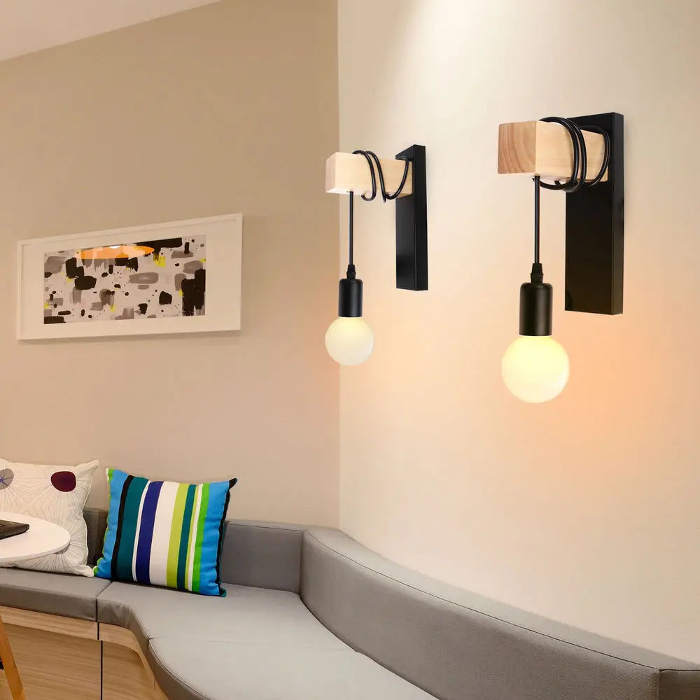 Afralia™ Loft American Iron Wood Wall Sconce Vintage Cage Guard Lampshade Fixture