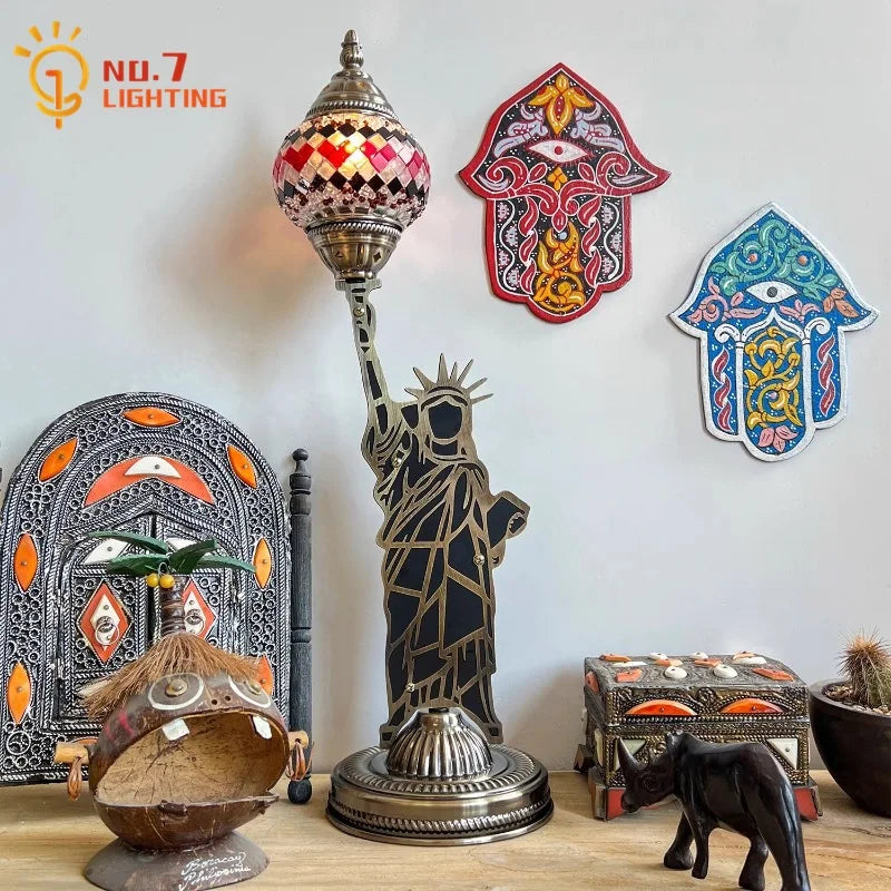 Afralia™ Lady Liberty Vintage Table Lamp LED E14 Classical Design