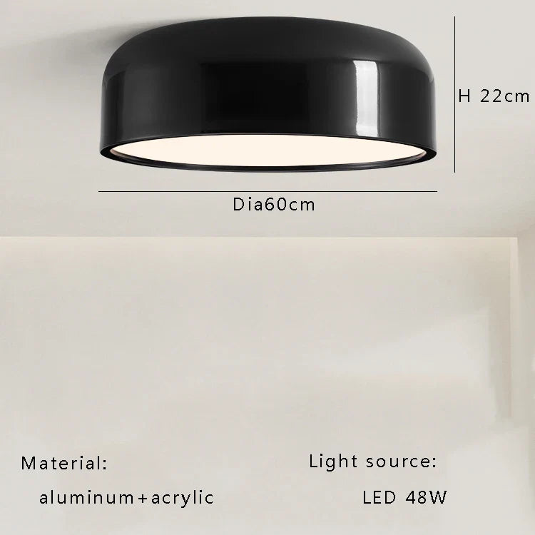 Afralia™ Italian Minimalist Round LED Ceiling Lamp Black White Bedroom Light