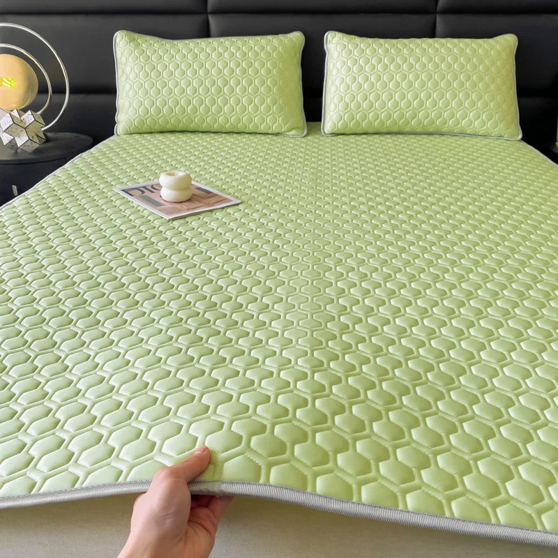 Afralia™ Cool Latex Filled Bed Sheet Set with Ice Silk Cooling Mat & Pillowcases