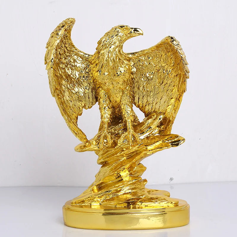 Afralia™ Golden Eagle Wings Spread Resin Statue Home & Office Decor Art Craft