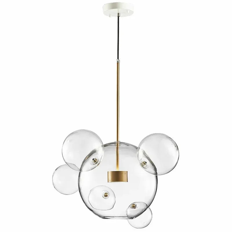 Afralia™ Modern Clear Glass Globe LED Pendant Light - Micky Copper Hanging Lamp