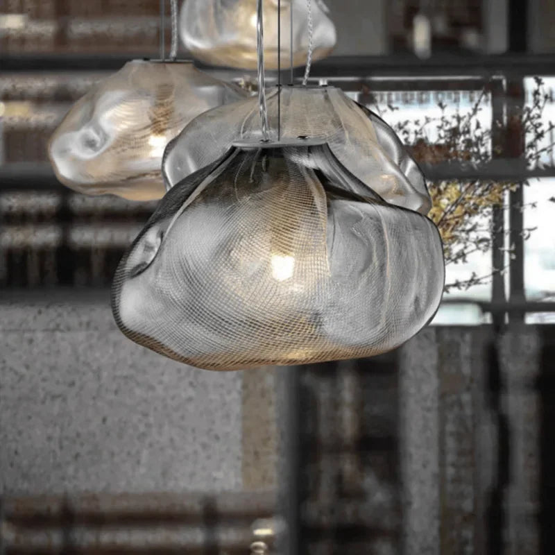Afralia™ Smoky Grey Glass Pendant Light: Artistic Hanging Lamp for Stylish Decor.