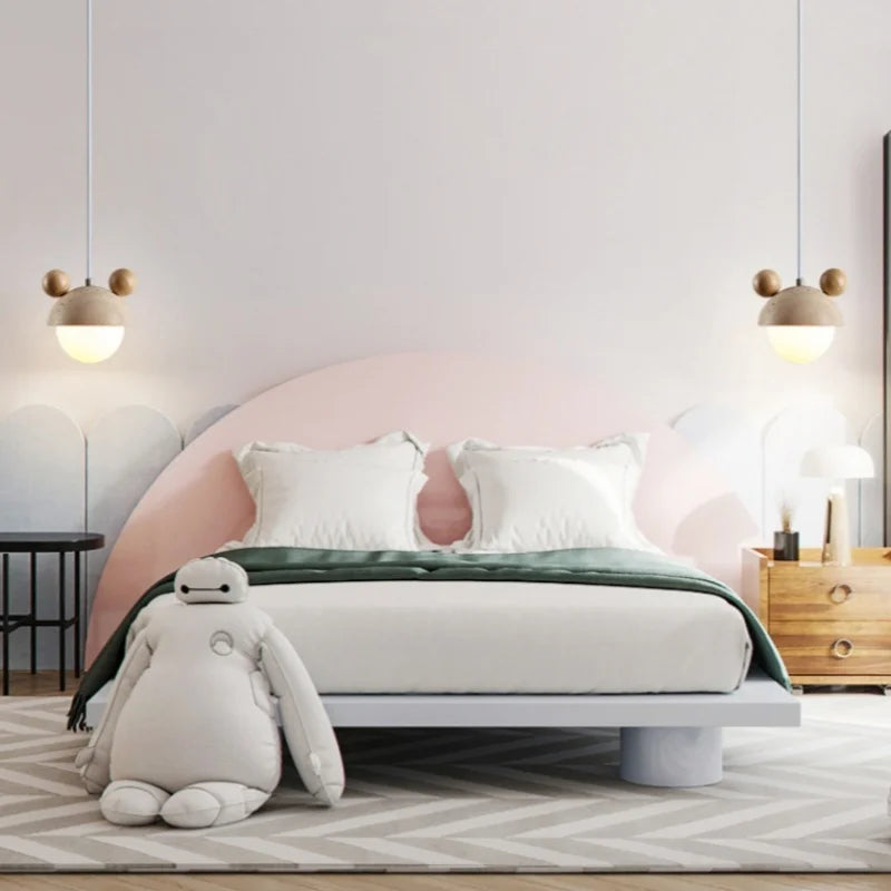 Afralia™ White Glass LED Pendant Light Fixture Nordic Modern Hang Lamp Stone Wood Bar Kitchen