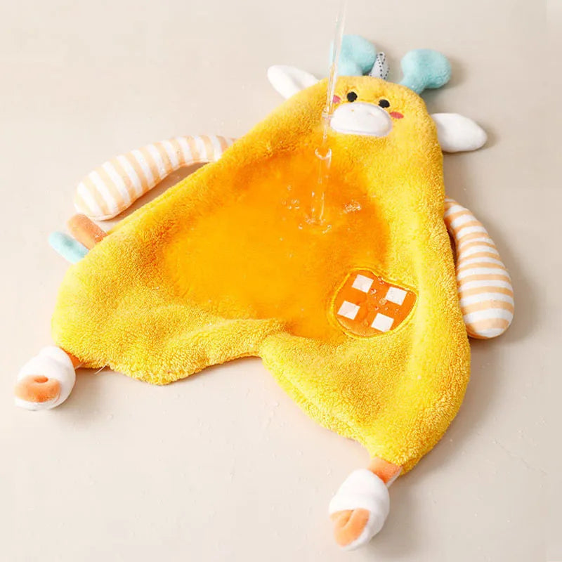 Afralia™ Cartoon Animals Hand Towel: Soft Coral Fleece, High Absorbency, Skin Friendly Kids' Towel