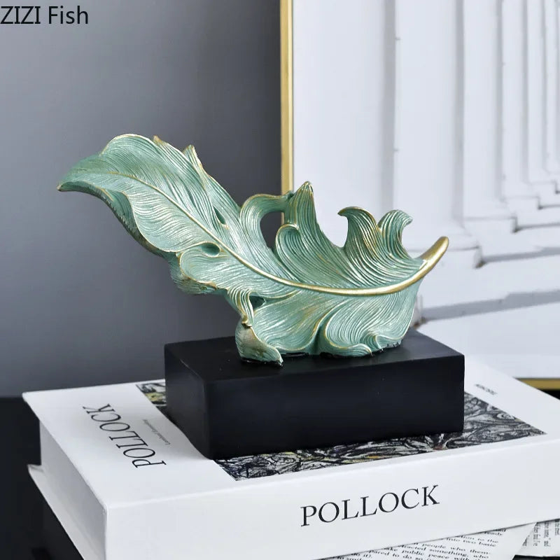 Afralia™ Phoenix Feather Resin Sculpture Desk Ornament for Aesthetic Room Decor