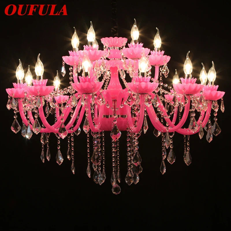 Afralia™ Pink Crystal Pendent Lamp: Elegant for Girls' Room, Living Room, Bedroom, Restaurant