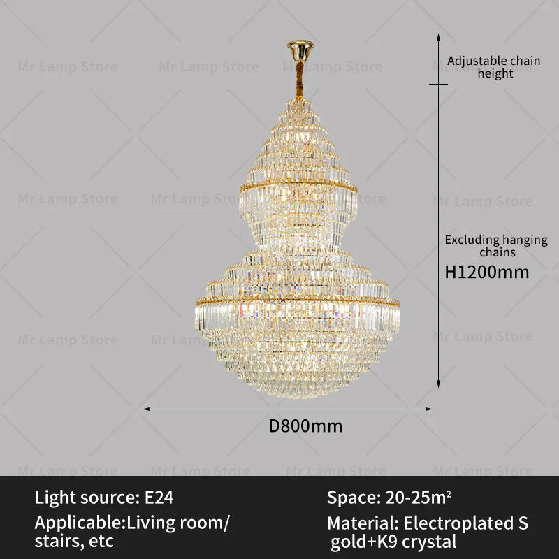 Afralia™ Crystal Chandelier: Modern Duplex Loft & Villa Living Room Lighting