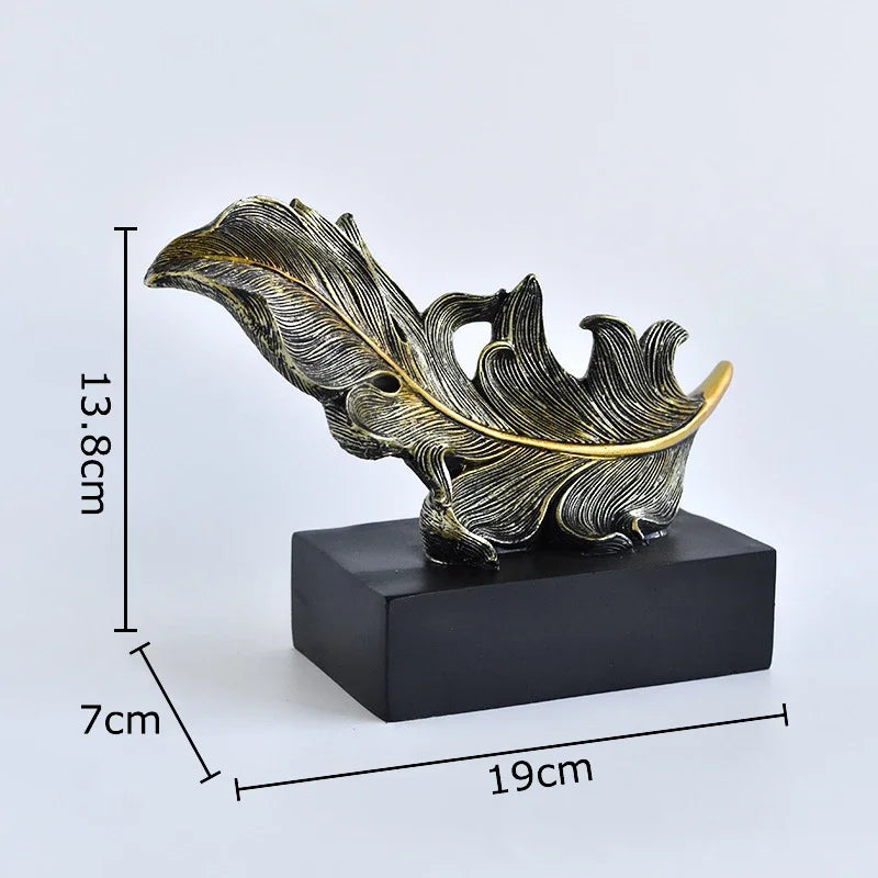 Afralia™ Phoenix Feather Resin Sculpture Desk Ornament for Aesthetic Room Decor