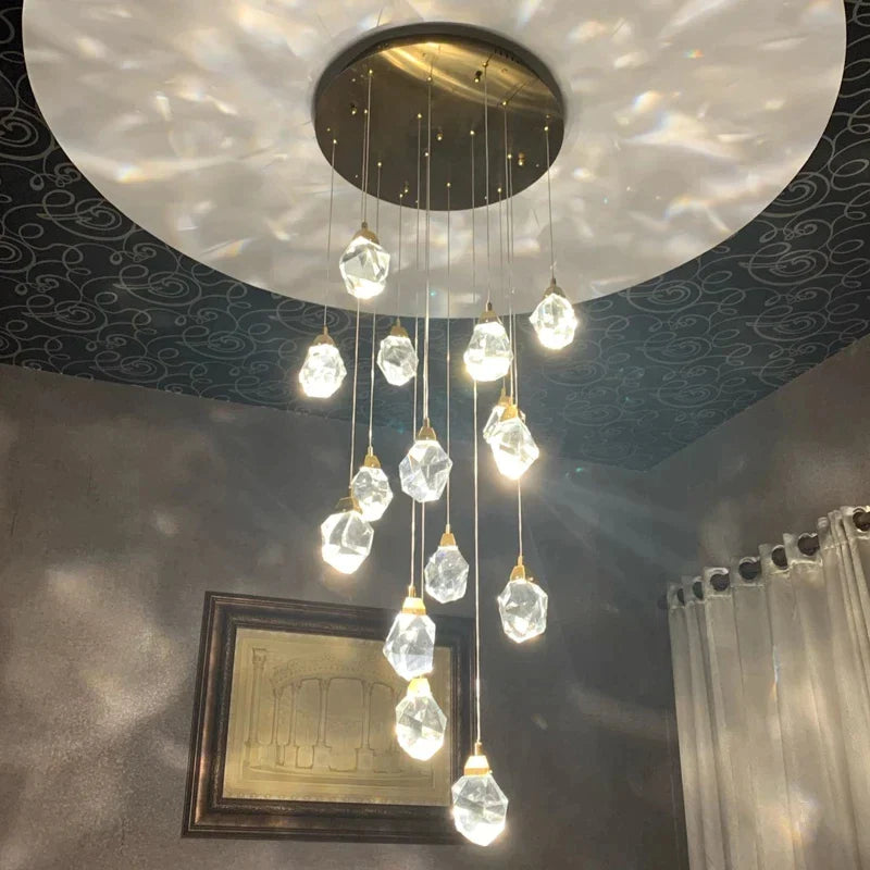 Afralia™ Diamond Crystal Ball Chandelier LED Hanging Lamp Gold Fixture