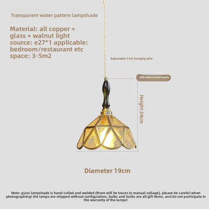 Vintage Pendant Lamp for Bedroom Bar Cafe Glass Copper LED Pendant Lights by Afralia™